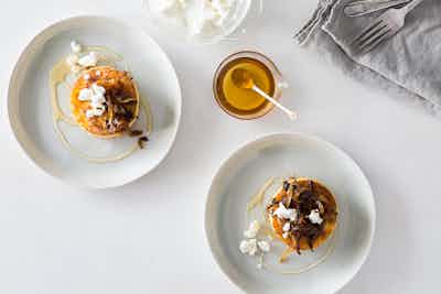 Alpha smoot 20160330 polenta cakes with carmelized onions goat cheese and honey5 alpha smoot 370